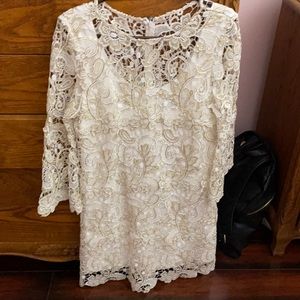 Marina Party dress white and gold lace, tag still on